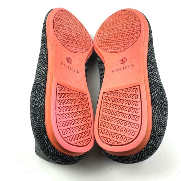 Rothys Birdseye Flats 8 Gray Charcoal Pink Sole Womens Slip On Comfort Shoes - Picture 10 of 10